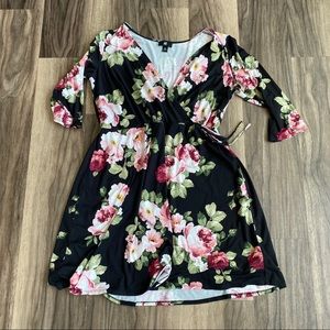 Floral Mock Wrap dress